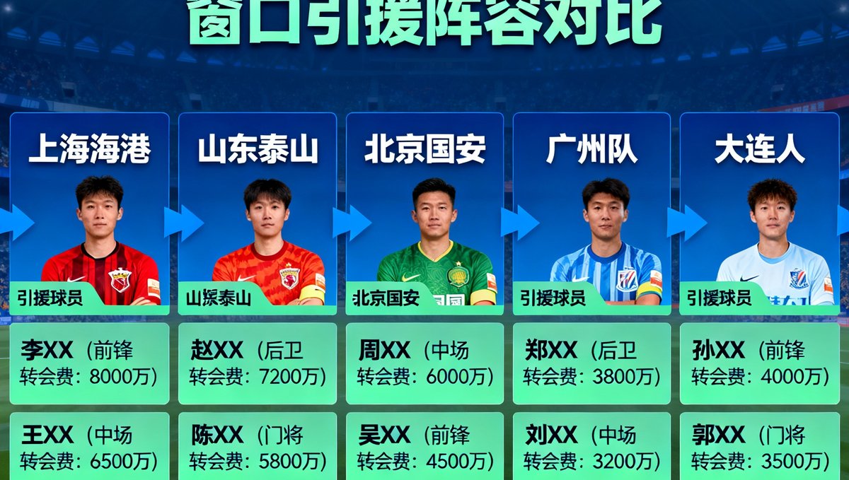 2025年中超联赛夏季转会窗口关闭后各俱乐部引援阵容对比图表